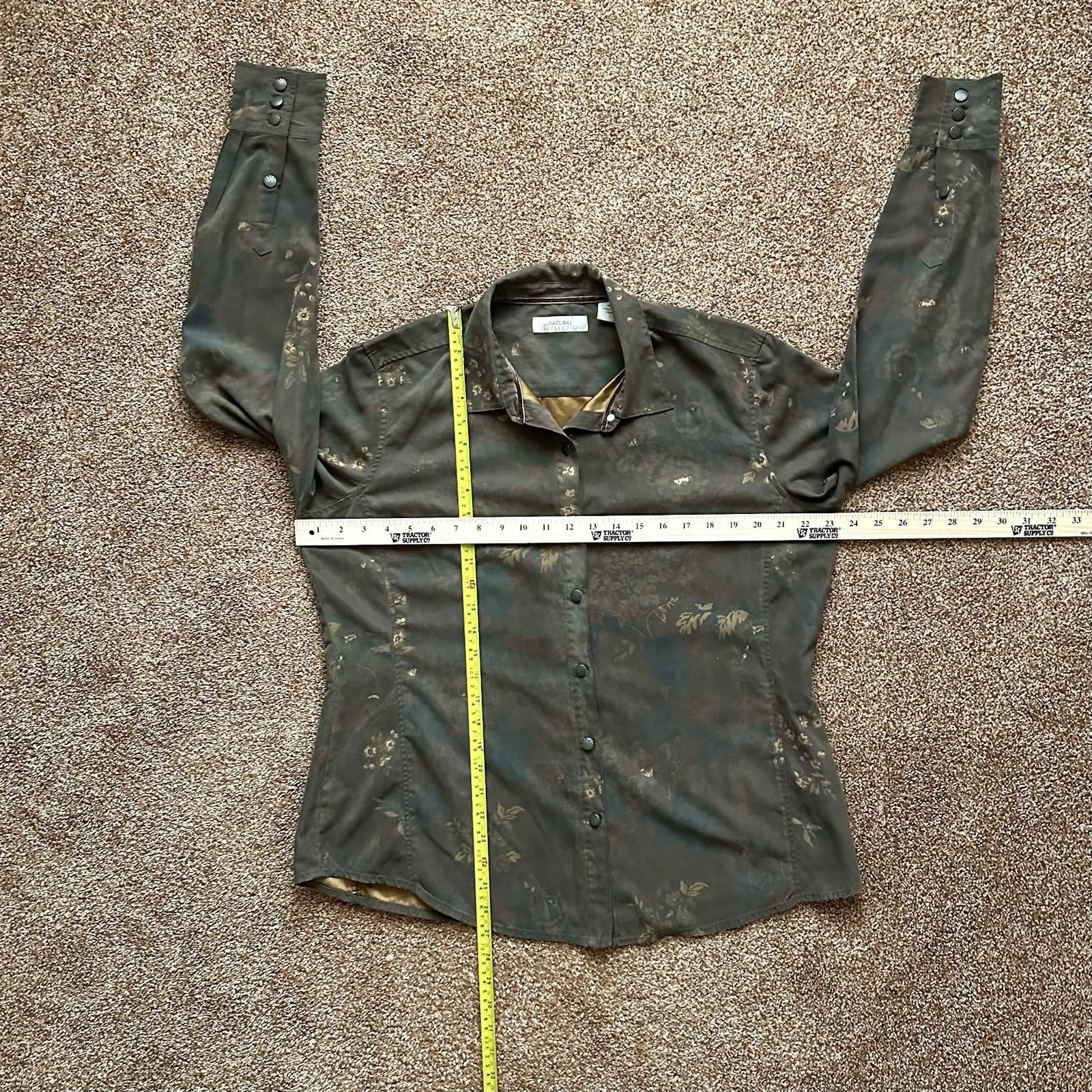 Natural Reflections Shirt Women’s Xl Floral Button Up Long Sleeve Bittersweet - Image 7