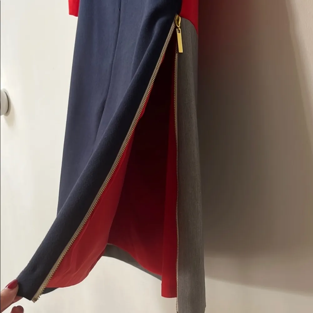 Eliza J | Colorblock Shift Dress Elegant Red and Gray Navy Size 6 - Image 5