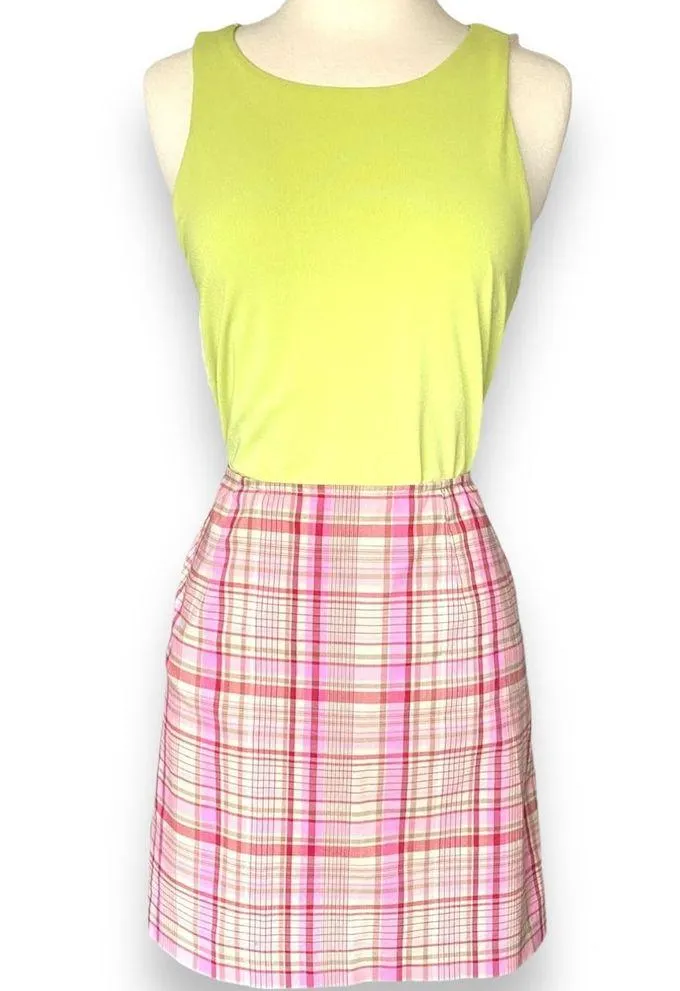 Forever 21 Lime Green Summer Long Tank Silver Zipper Back Business Casual Blouse - Image 3