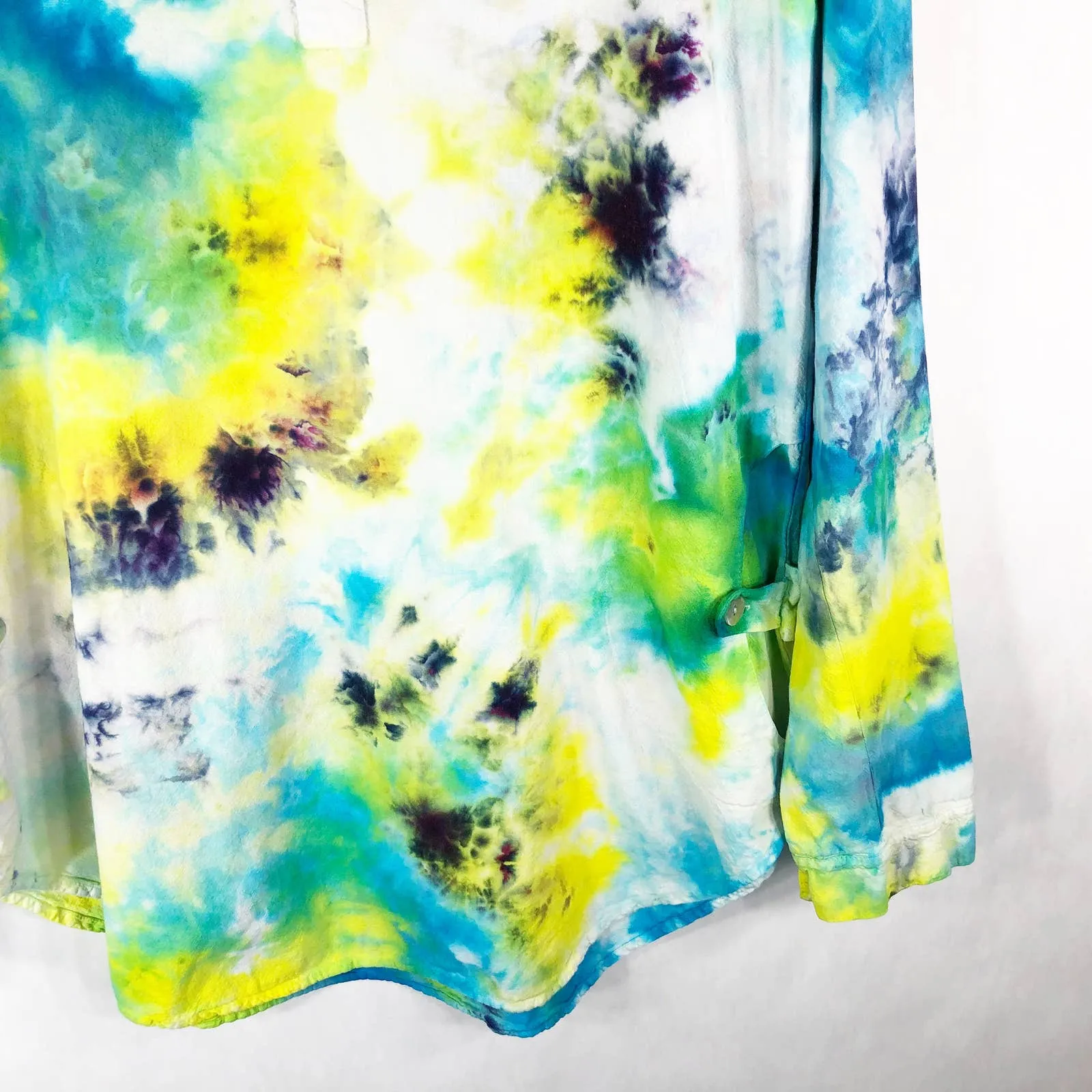 Mountain Song Medium Top Handmade Tie Dye Oops Long Sleeve Yellow Purple‎ 1177 Blue - Image 6