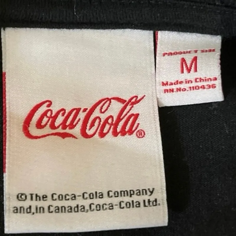 Coca Cola Black White Red 5 Cents Tee T-Shirt Sweatshirt Long Sleeve Crop Top M - Image 6