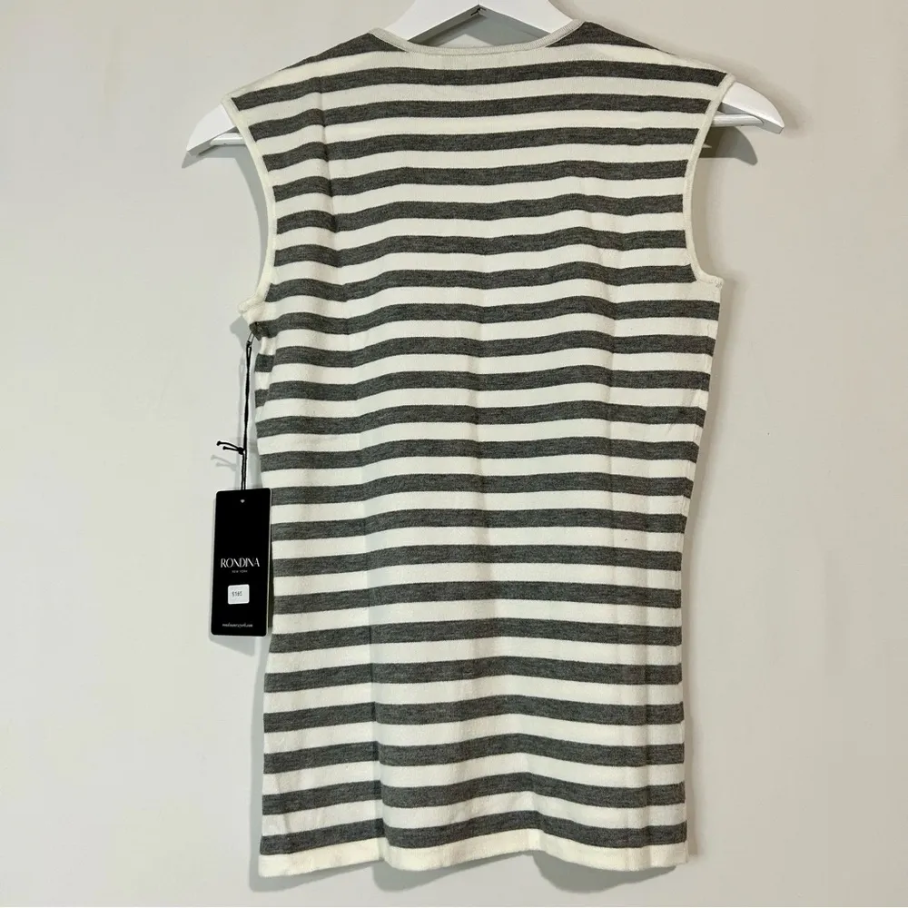 Rondina Women’s Sleeveless Striped Tank Top Grey Off White Size XS NWT Gray - Image 9