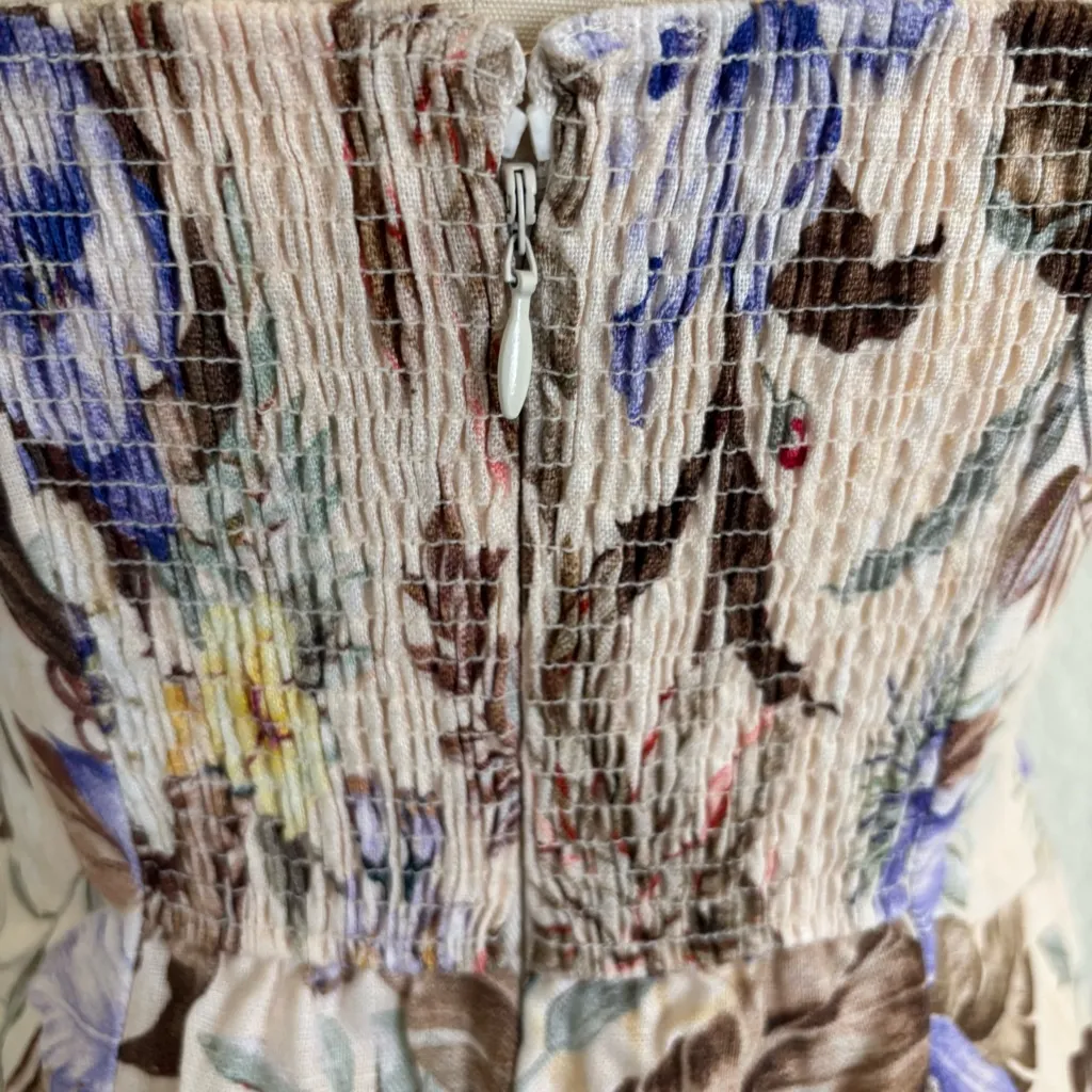 NWOT Zimmermann linen  Cream and Purple Dress - Image 12