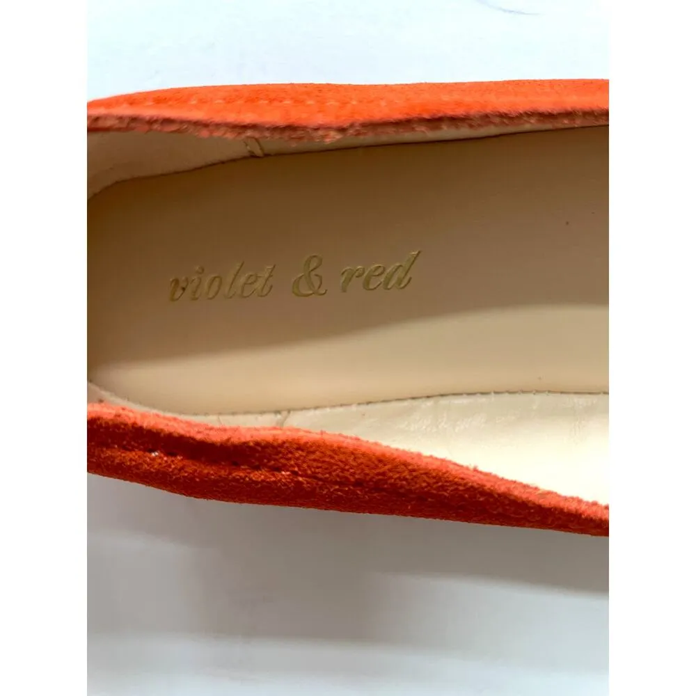 Violet & Red Leather Suede Ballet Flat Orange Size 7.5 NEW - Image 6
