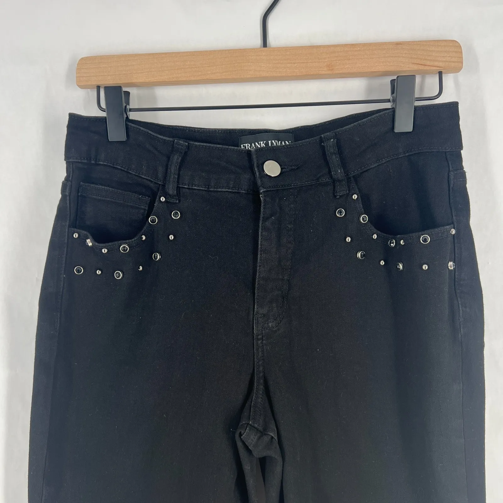 Frank Lyman Montreal Jeans Women 27 Black Embellished Studded Crystal Skinny Leg - Image 2