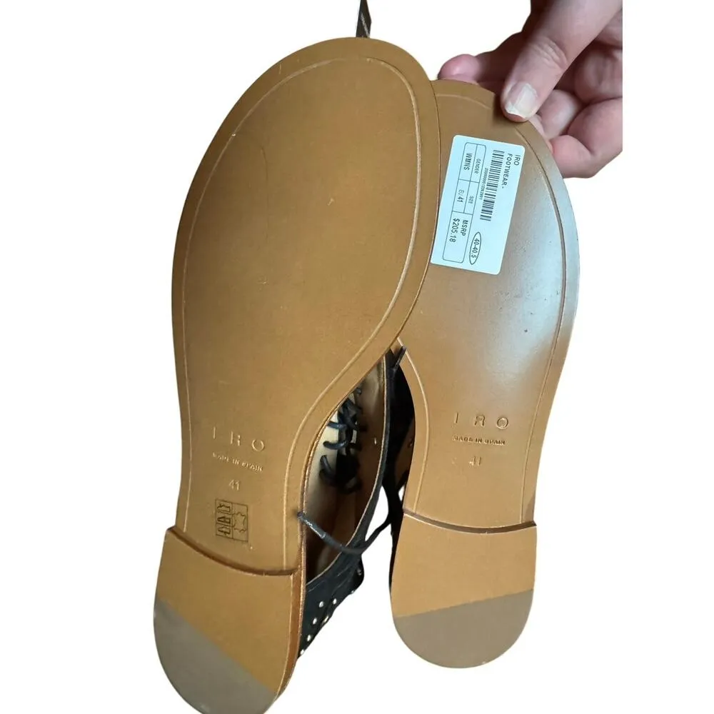 IRO Black Leather Lace Up Studded Gladiator Sandals Euro 41 MSRP $495 - Image 11