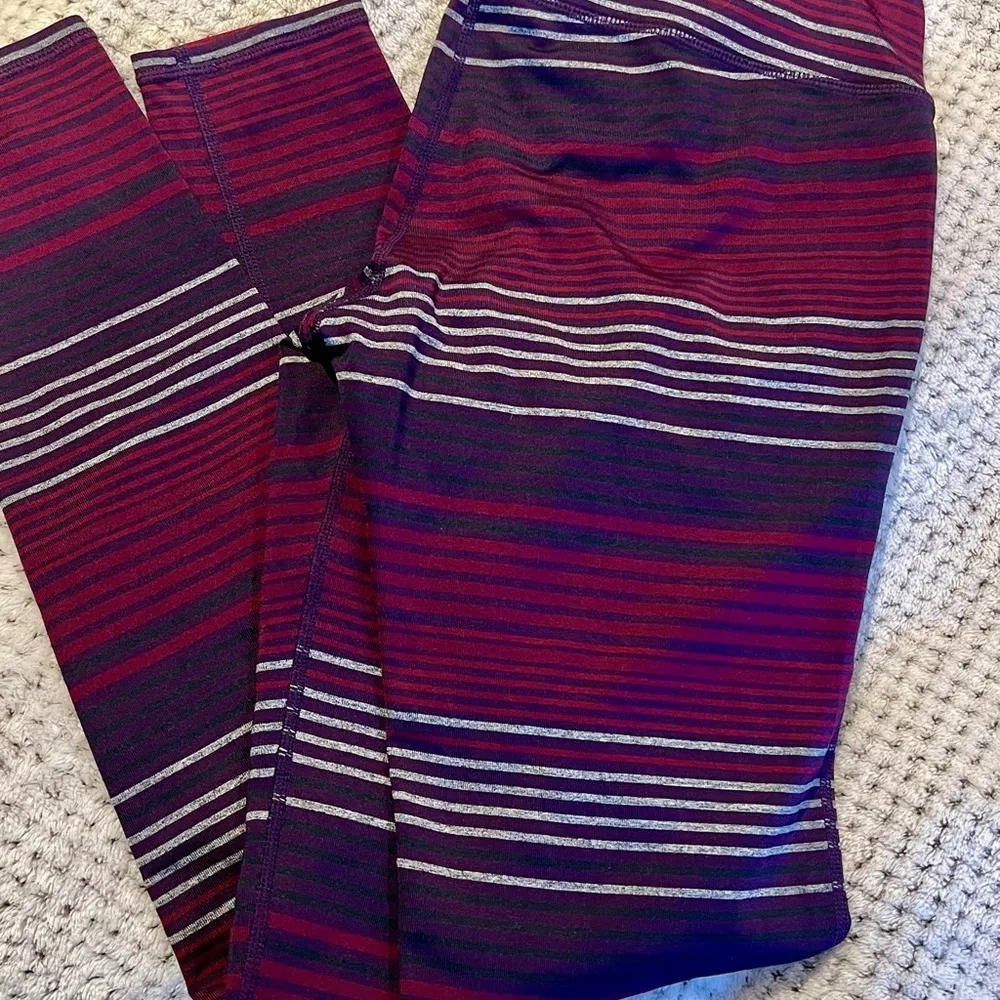 Athleta Chaturanga Colorblock Tight Purple Pink Gray Striped Women's Siz… - Image 3