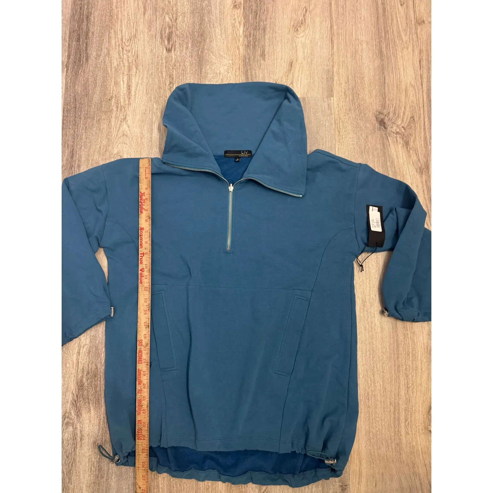 Liv by Habitat Fleece toggle zip pullover Size Medium NWT Blue - Image 7
