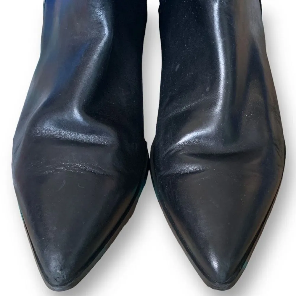 & Other Stories Shoe Black Leather Short Ankle Chelsea Boot Pointy Toe Low Heel - Image 4