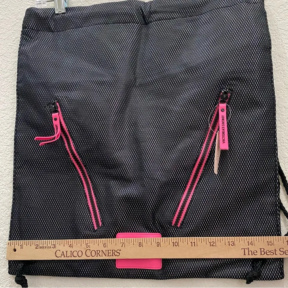 VSX VICTORIA’s SECRET Sport Black/Pink Mesh Drawstring Gym Bag Backpack NWT - Image 7