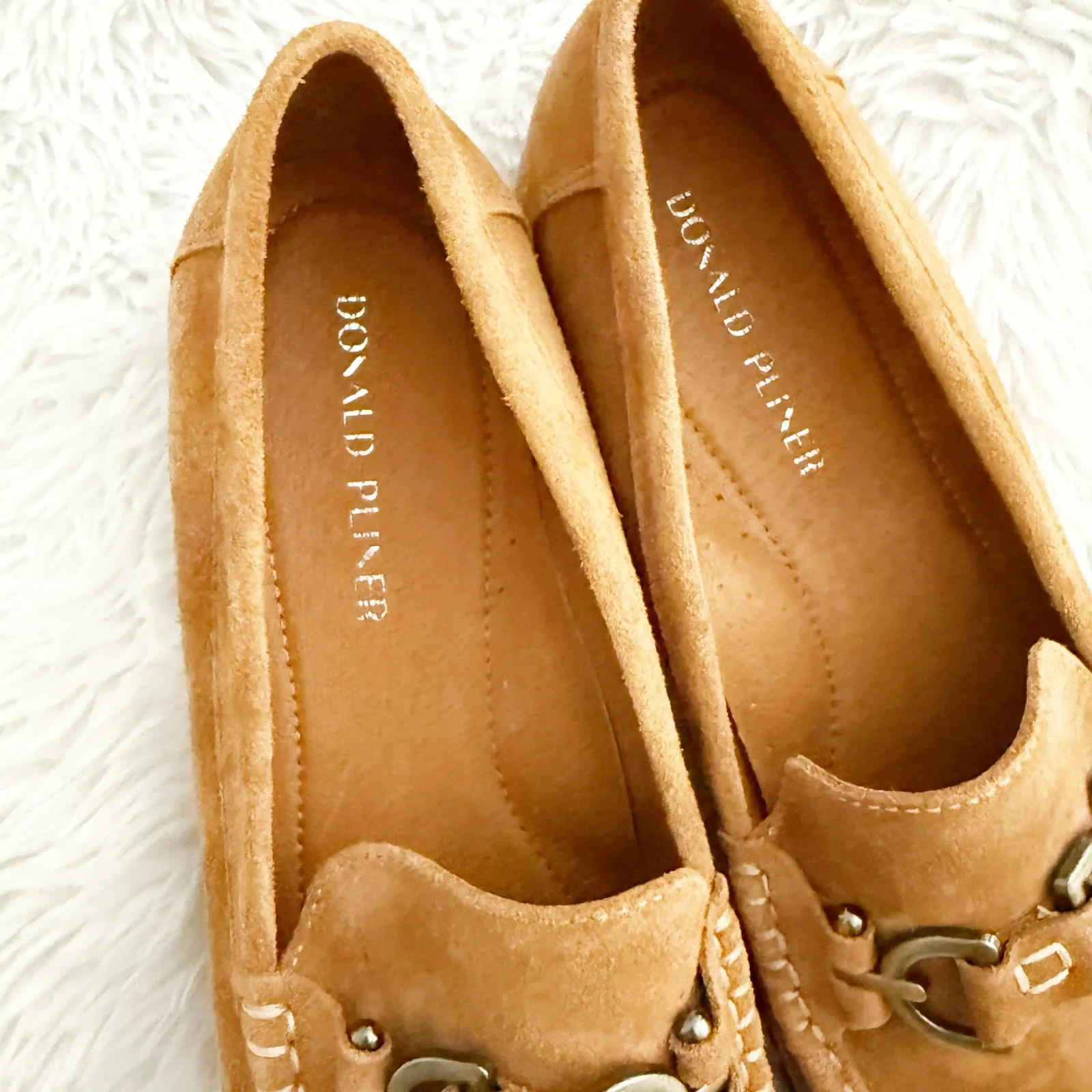 DONALD PLINER | Helio Saddle Brown Suede Leather Lug Sole Loafers Metal Bar | 11 - Image 4