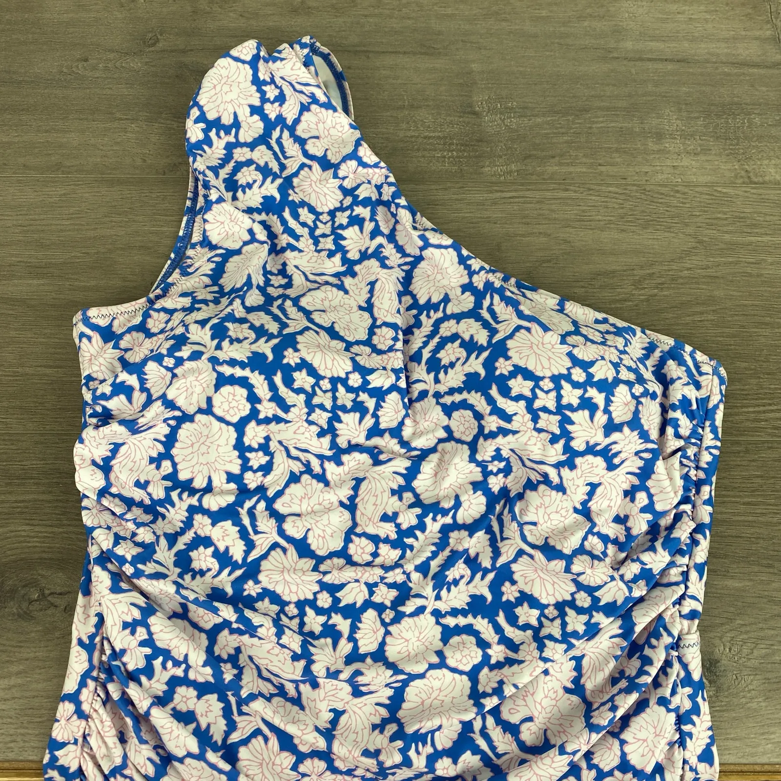 J. Crew x SZ Blockprints Ruched One Shoulder Swimsuit in Nila Print Sz.16 NWT - Image 5