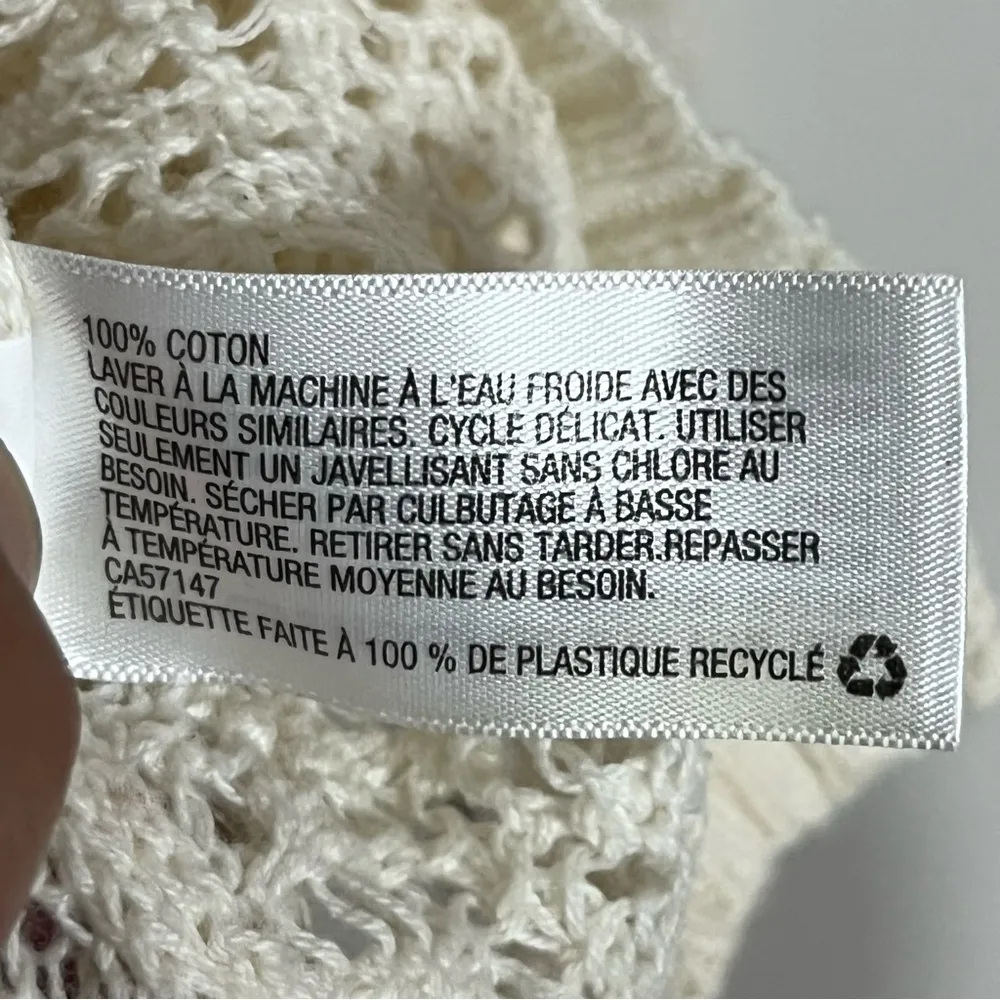 Vintage White Mossimo‎ Crochet Top Size Medium Long Sleeve Open Knit - Image 7