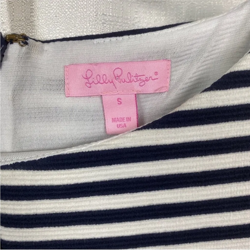 Lilly Pulitzer Briella Striped Blue White Cap Sleeve Lined Dress S - Image 7