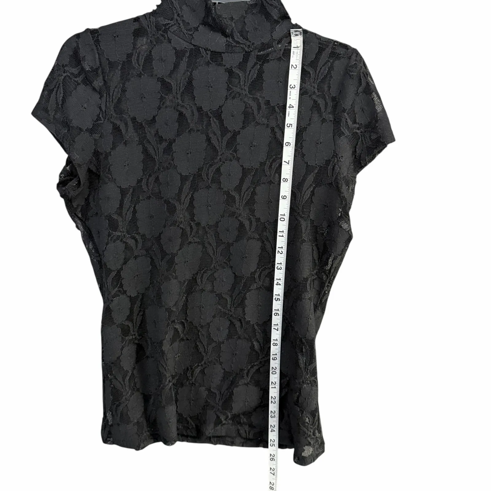 Y2K The Limited Black Floral Lace Mock Neck Top Womens Medium Dark Fairy Grunge - Image 10