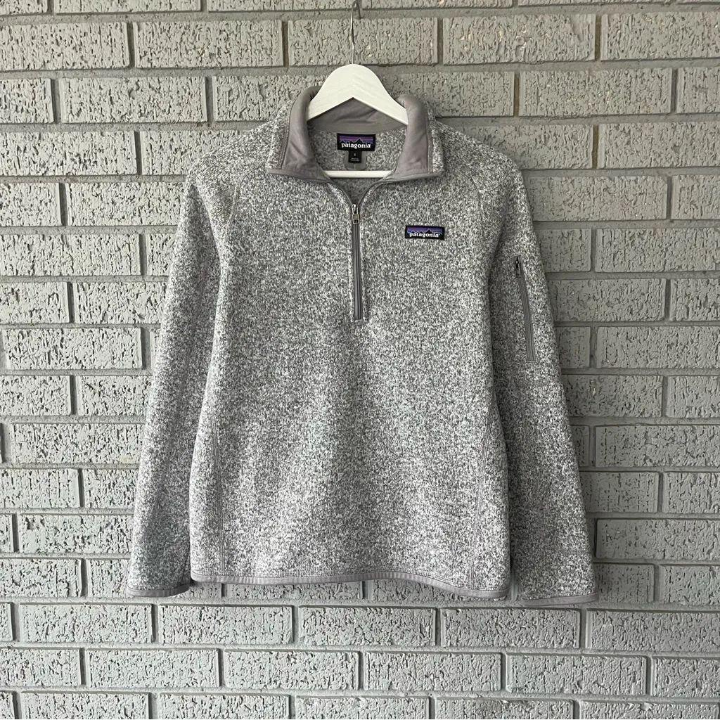Patagonia Better Sweater 1/4 Zip Fleece Pullover Light Grey Size Small - Image 3