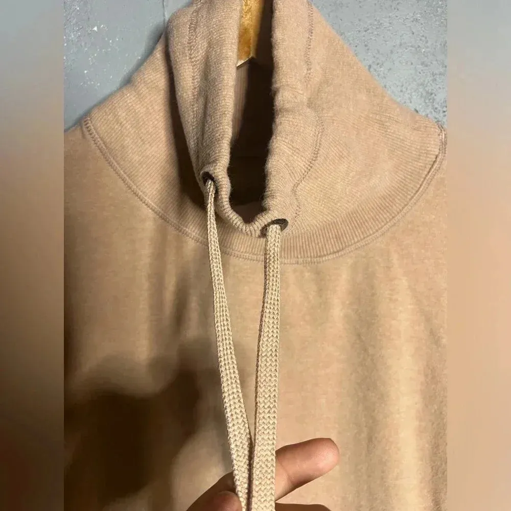 Sweaty Betty Harmonise Luxe Fleece Camel Sweatshirt Funnel Neck Sz XS - Image 3