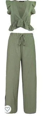 Green Linen Set Size M - Image 3