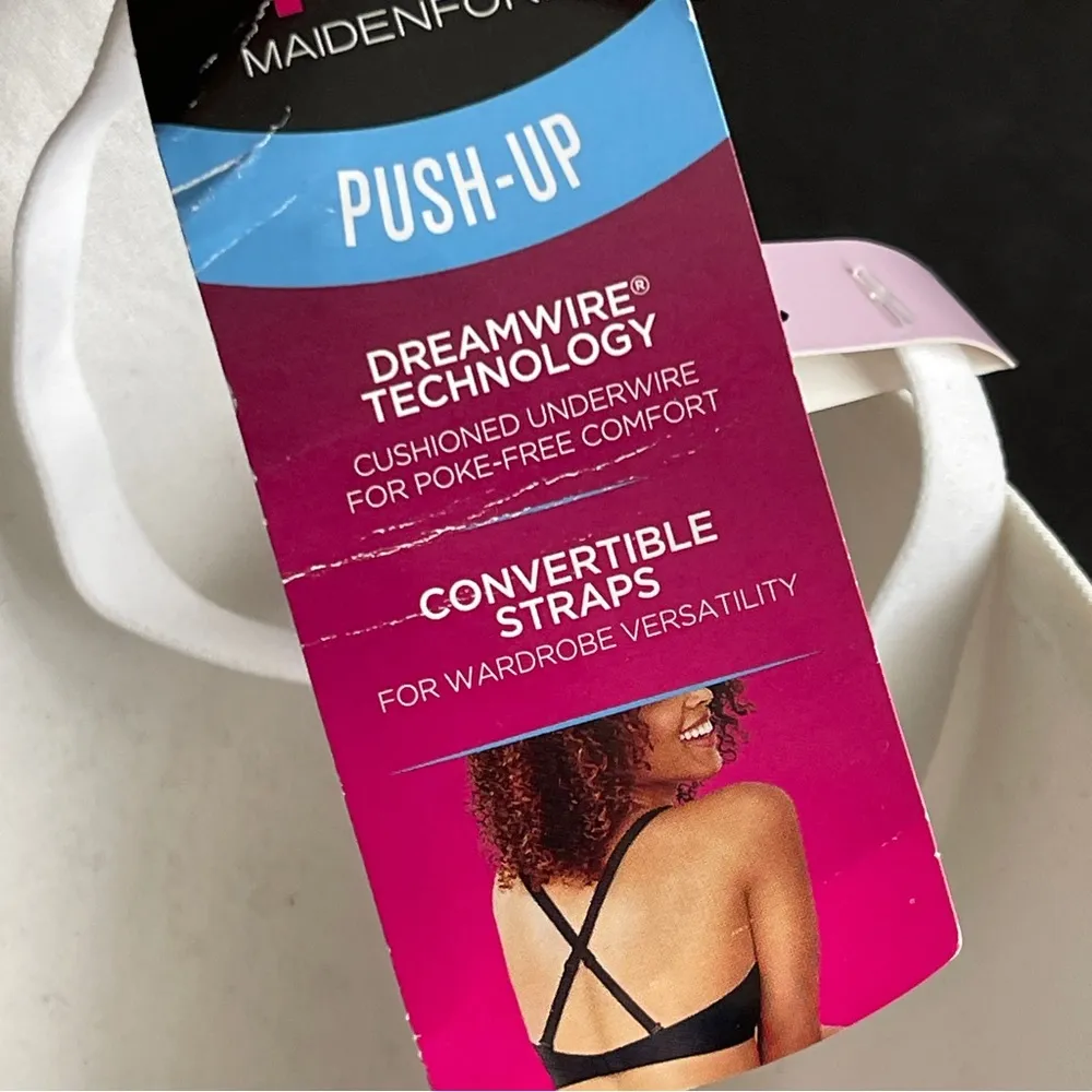 MAIDENFORM | White Love The Lift DreamWire Push Up Convertible Bra Sz 38D - Image 8