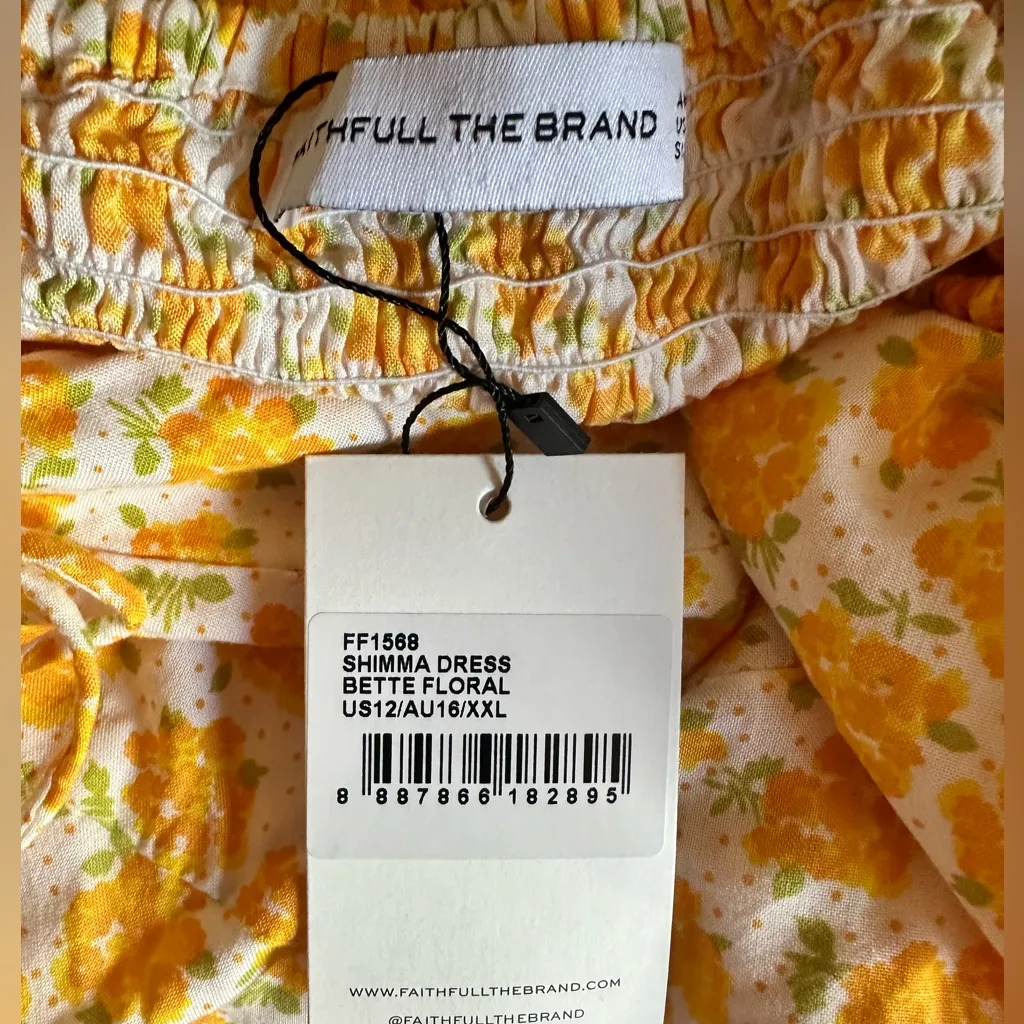Faithfull The Brand ‘Shimma’ dress in Bette Floral NWT. Yellow floral mini, xxl - Image 4