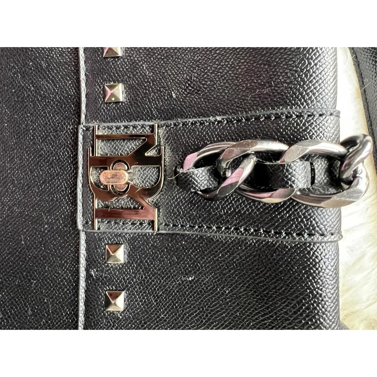 Badgley Mischka  Black Leather Studded Satchel - Image 8