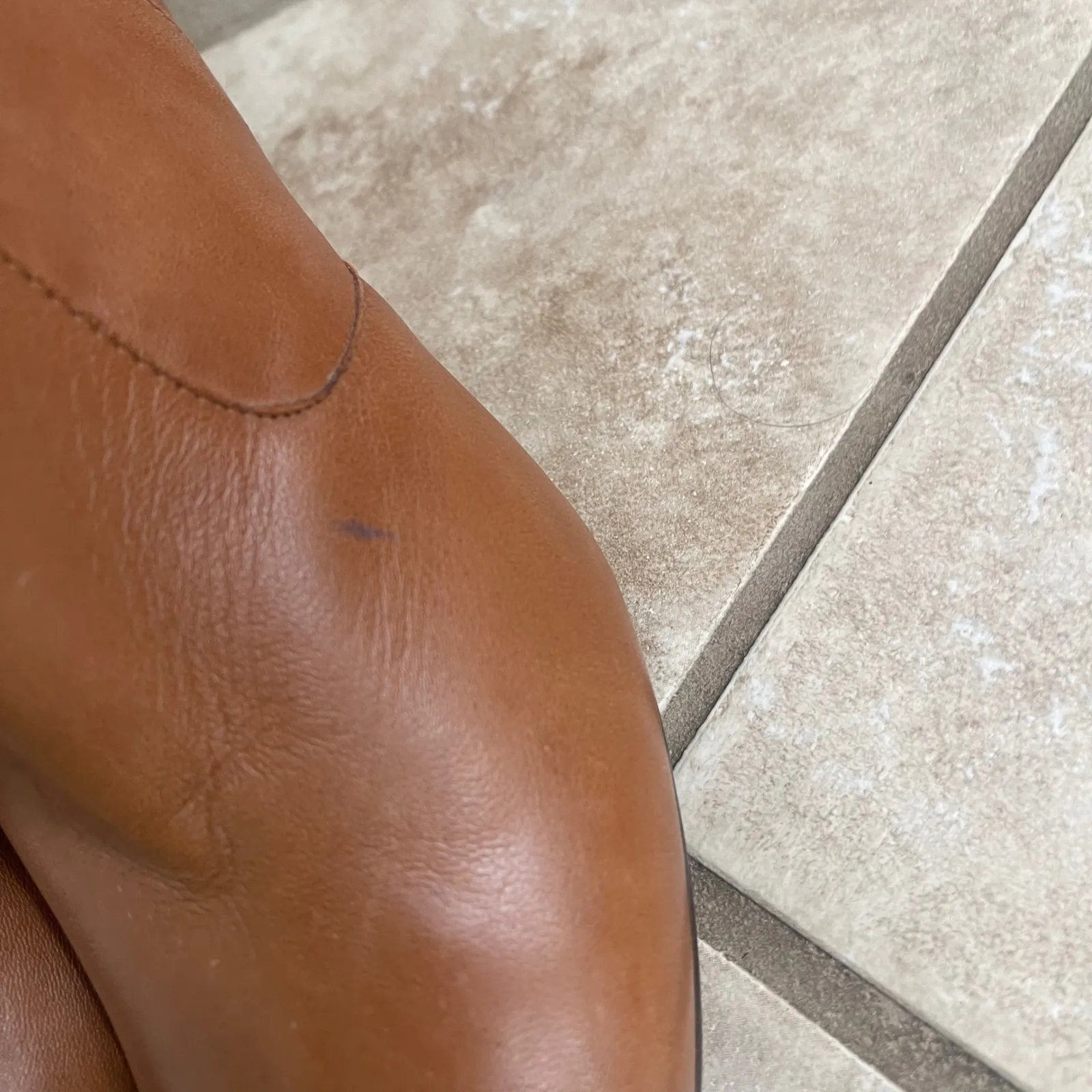 Artigiana Italian Leather Ankle Boots Tan Block Heel Almond Toe Women Size 39 Brown - Image 3