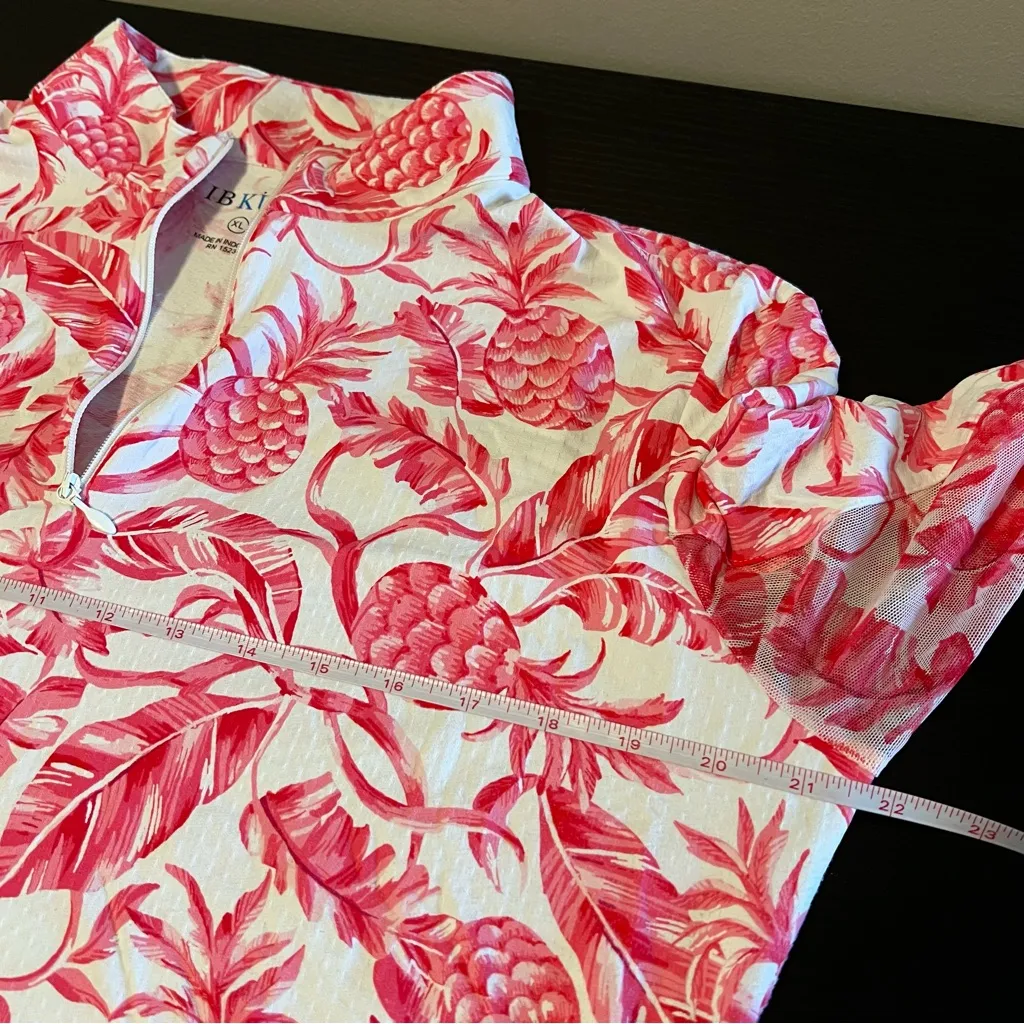 IBKUL Pink Pineapple Quarter Zip Pullover Women’s XL Arm Vent - Image 10