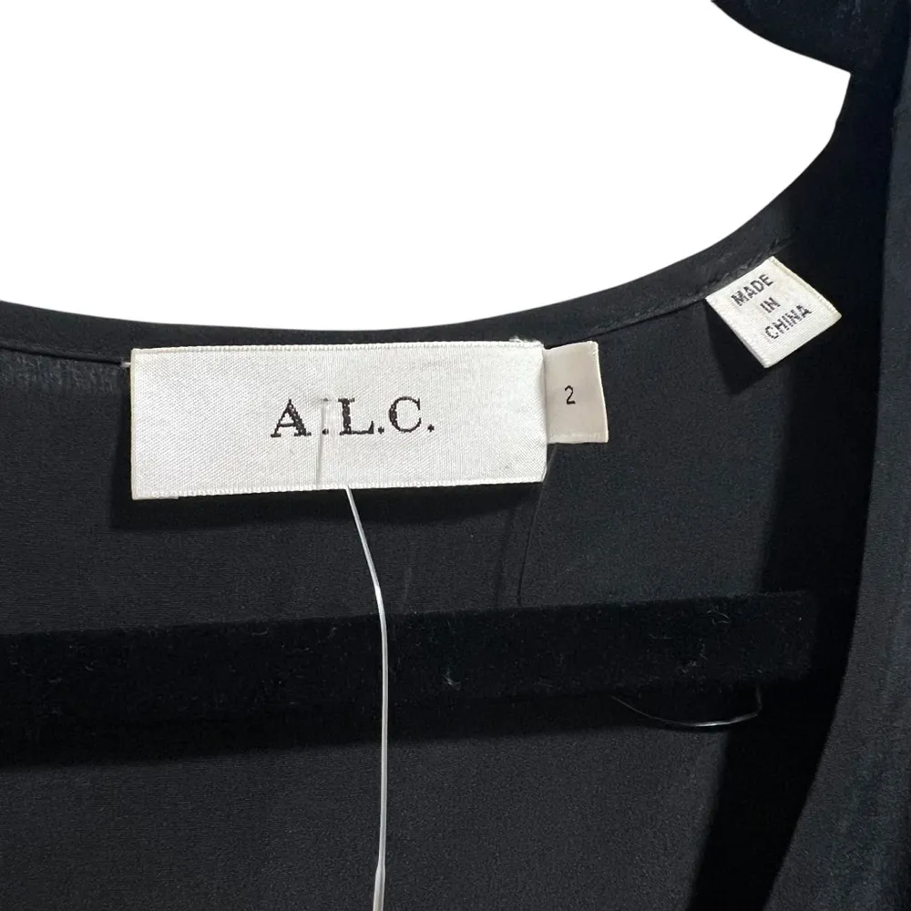 Rory Long Sleeve Silk Pleated Mini Dress In Black - Image 9