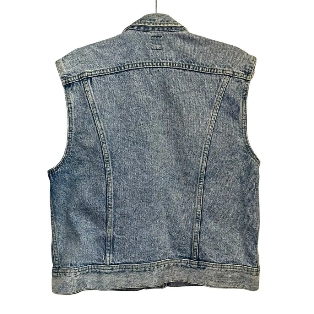Vintage Lee Acid Washed Button Down Vest with Butterfly Patch - Image 4