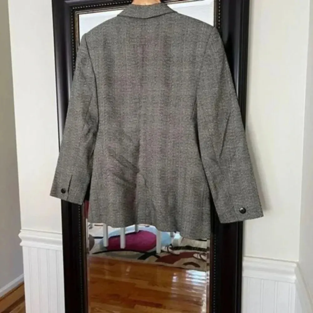 Georgio Saint Angelo Pure Wool Blazer Jacket‎ Size Petite 12 VTG Gray - Image 2
