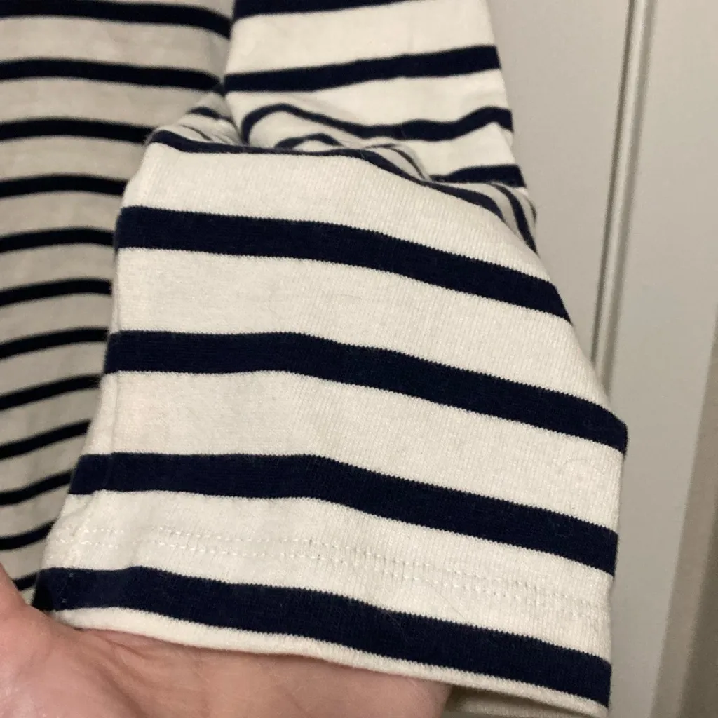 Gap Ivory Navy Striped Iconic Boatneck 3/4 to Long Sleeve Shirt Dress - Image 7