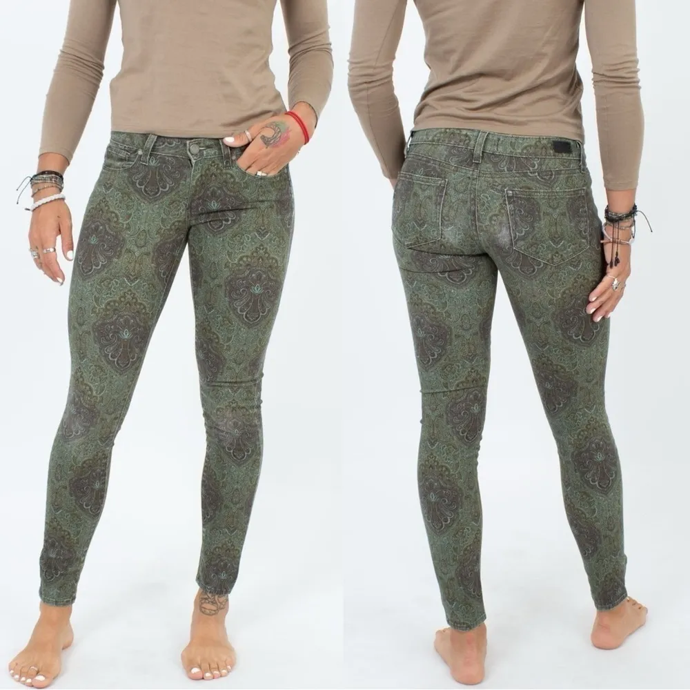 Paige Denim Verdugo Skinny Jeans Leggings in Estate Green Paisley 27 Bohemian - Image 10
