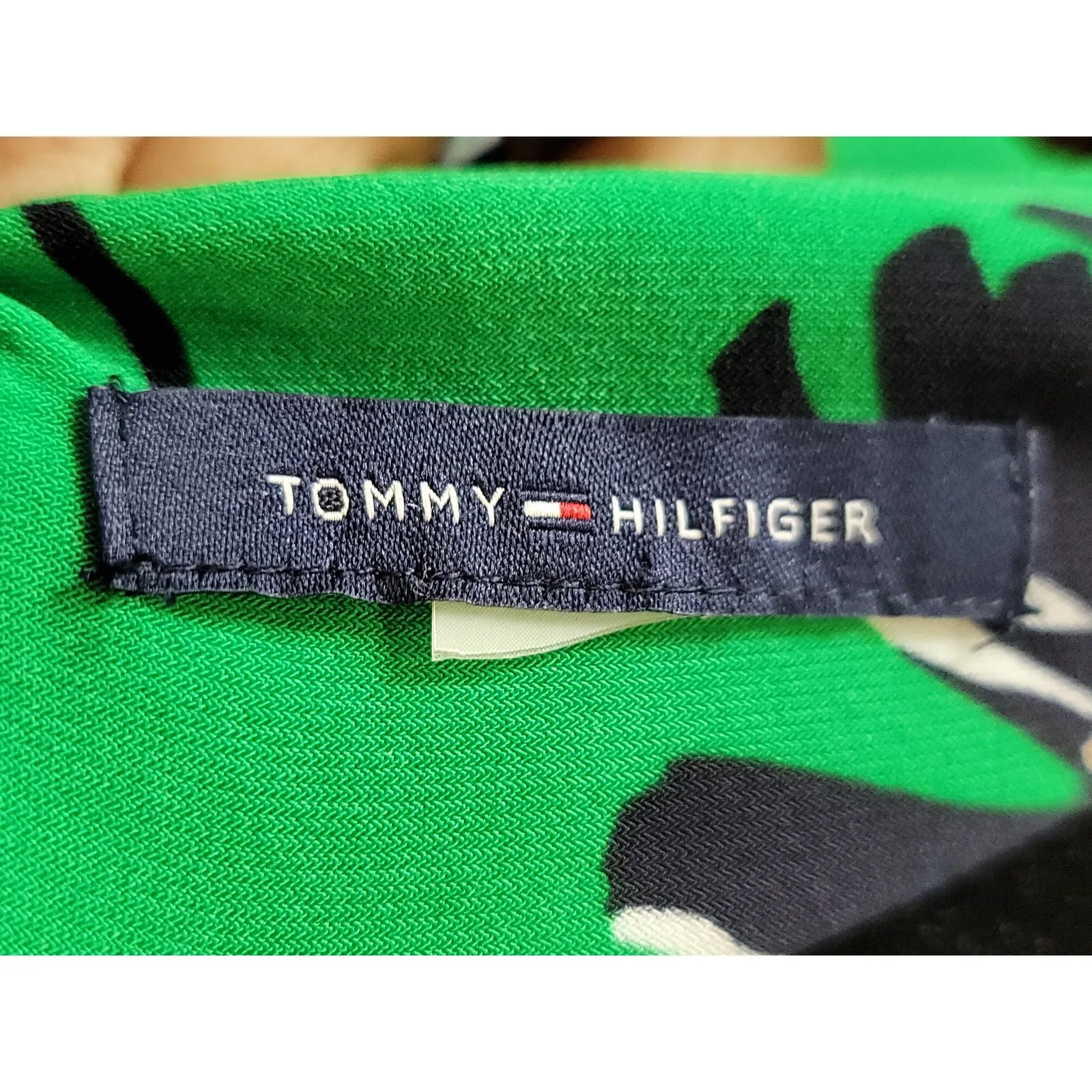 Tommy Hilfiger Dress Womens Small Green Floral Print 3/4 Sleeve Casual Chic - Image 9