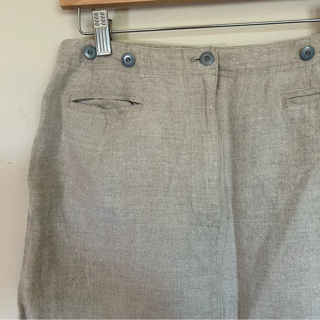 Ann Taylor Women's Small‎ 100% linen natural beige skirt midi slit - Image 5