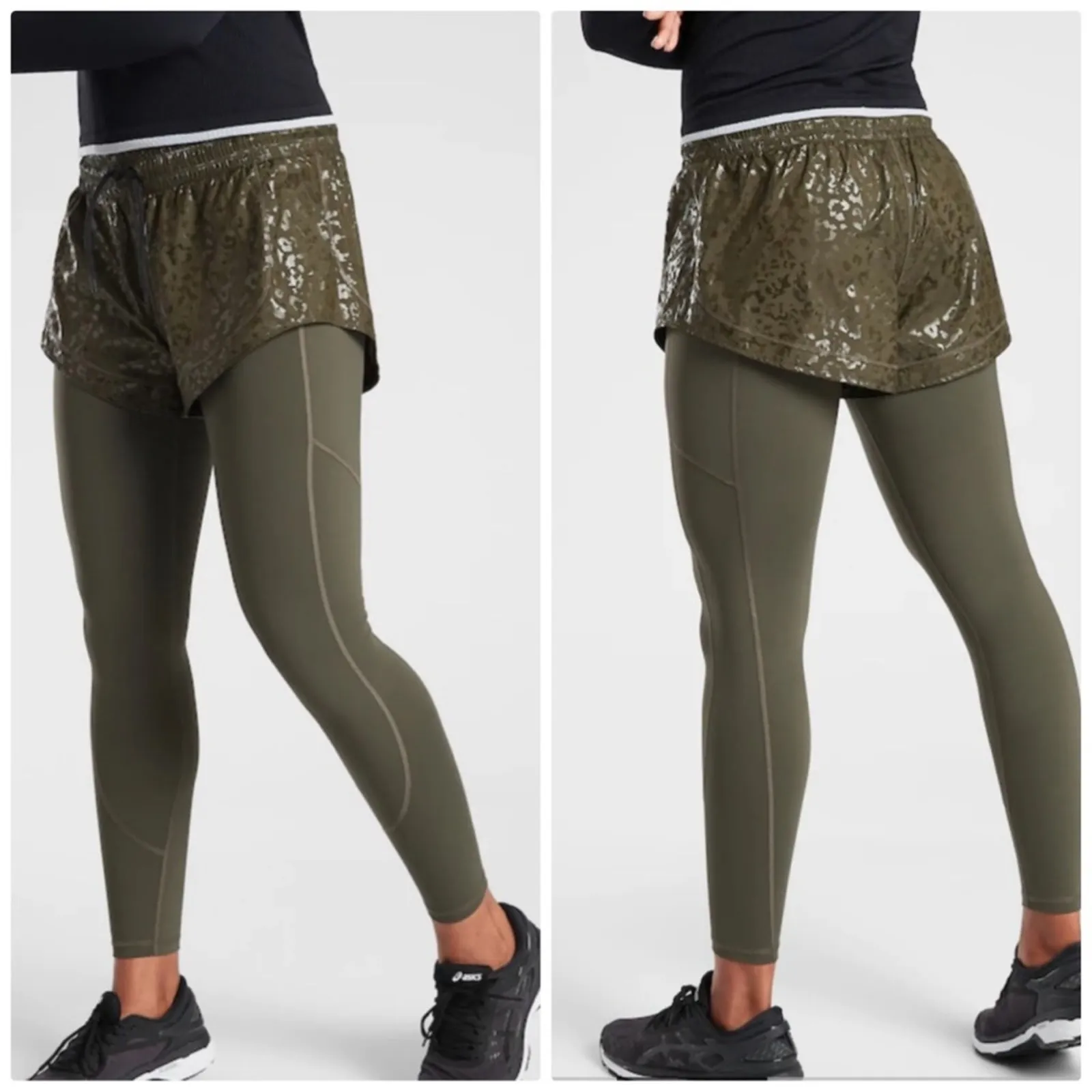 Athleta Women's Green Rainier Inset shorts Leggings in 1‎ Tight NEW - Image 2