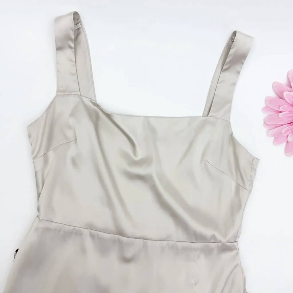 Aritzia x Babaton 90’s Satin Square Neck Slit Midi Dress Pearl - Image 5