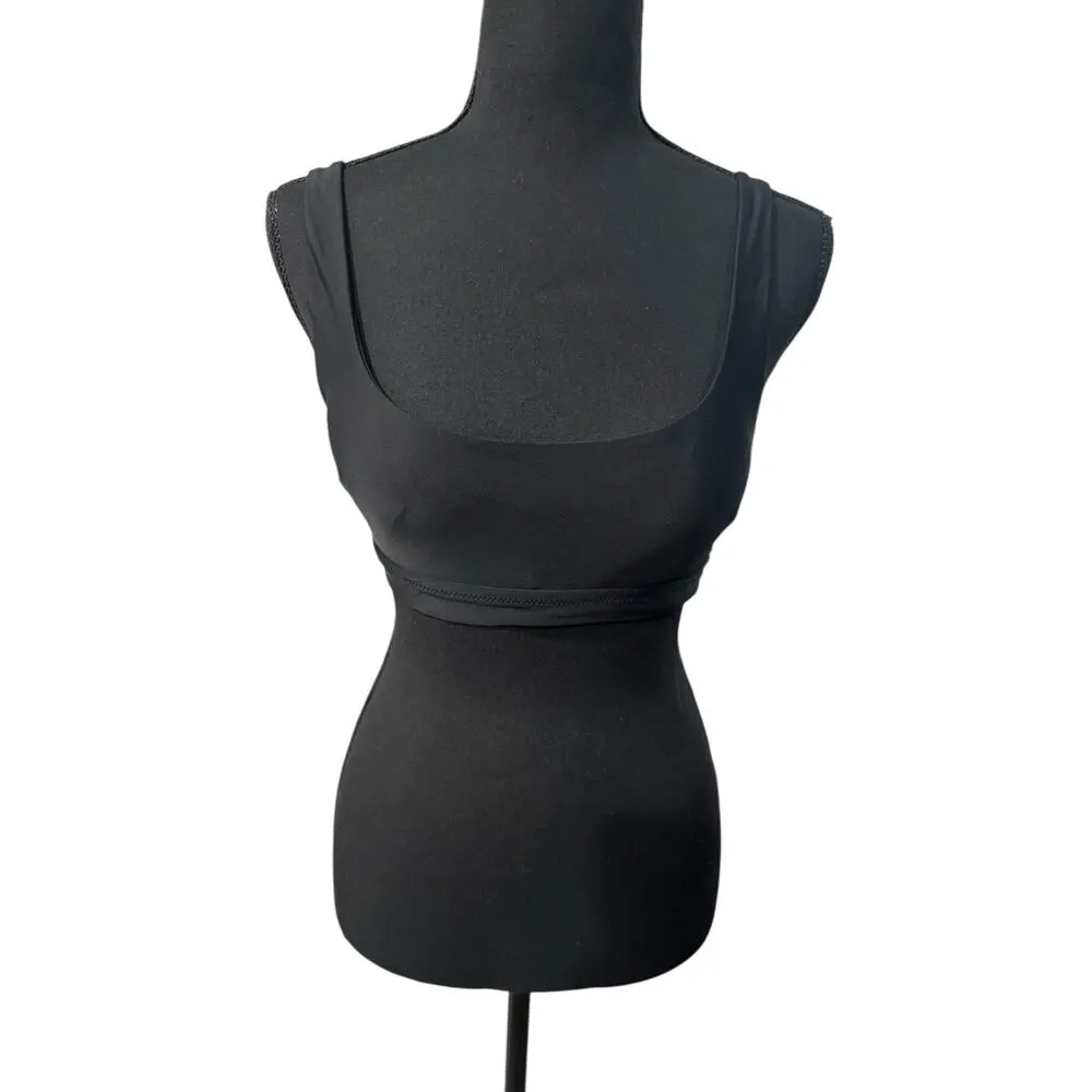 NWT! Aerie Banded Wide Strap Scoop Bikini Top in Solid Black - Size Medium - Image 4