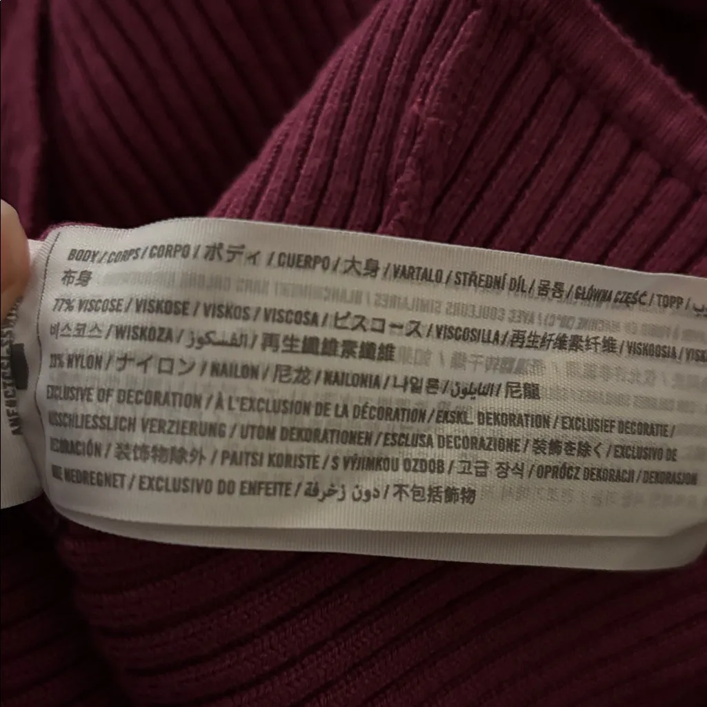 Abercrombie & Fitch Fuchsia Rib Knit Sweater Bodysuit Sz M  LS Clean Girl Casual - Image 6