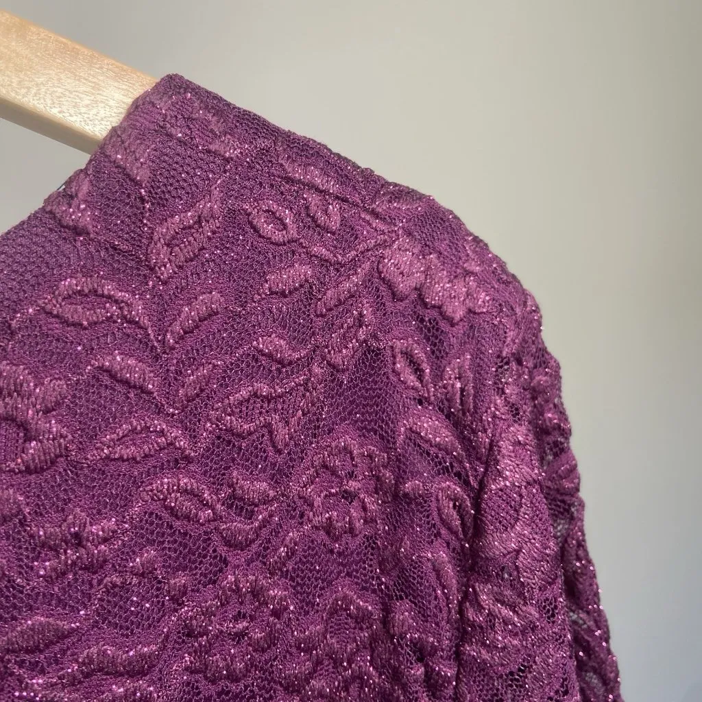 Alex Evenings Woman 16W Plum Lace Sequin Bodice Chiffon Mother‎ Of Bride Dress - Image 16