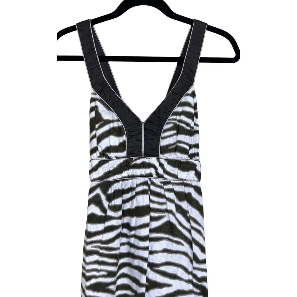BANANA REPUBLIC Brown Zebra Print V-Neck Sleeveless A Line Dress Women’s Size 6P - Image 3