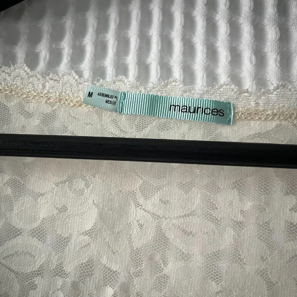 Maurices sheer lace ivory 3/4-sleeve scoop neck top - Image 2