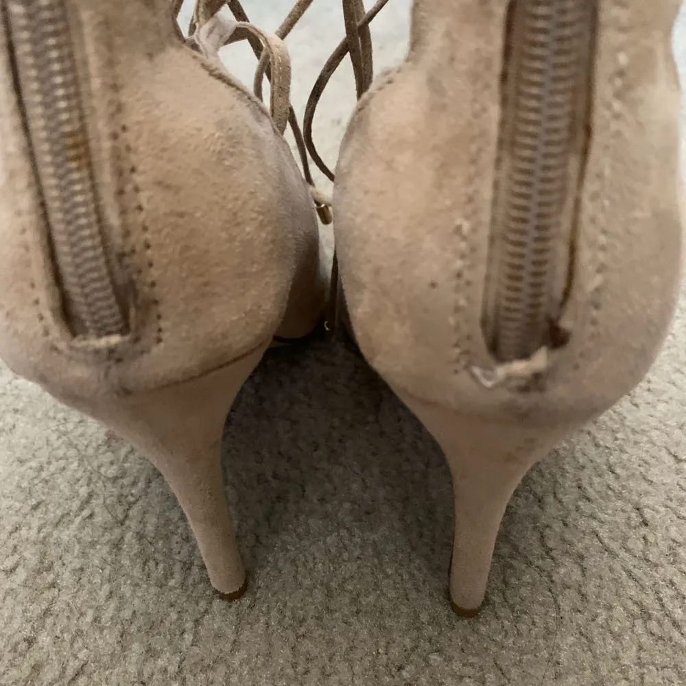 Nude Suede Heels Tan Size 7.5 - Image 4