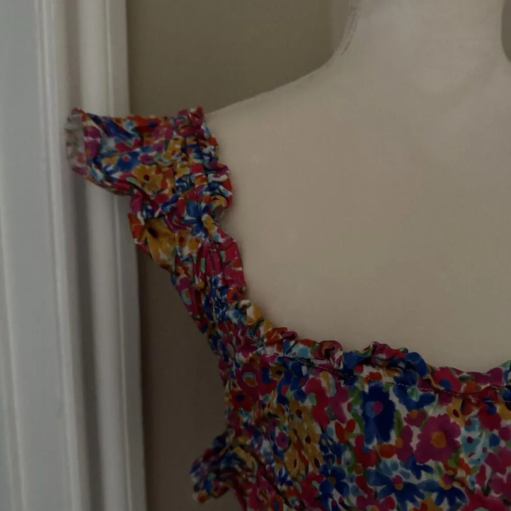 For Love and Lemons Sasha Crop Top Pink Blue Yellow Floral - Image 3