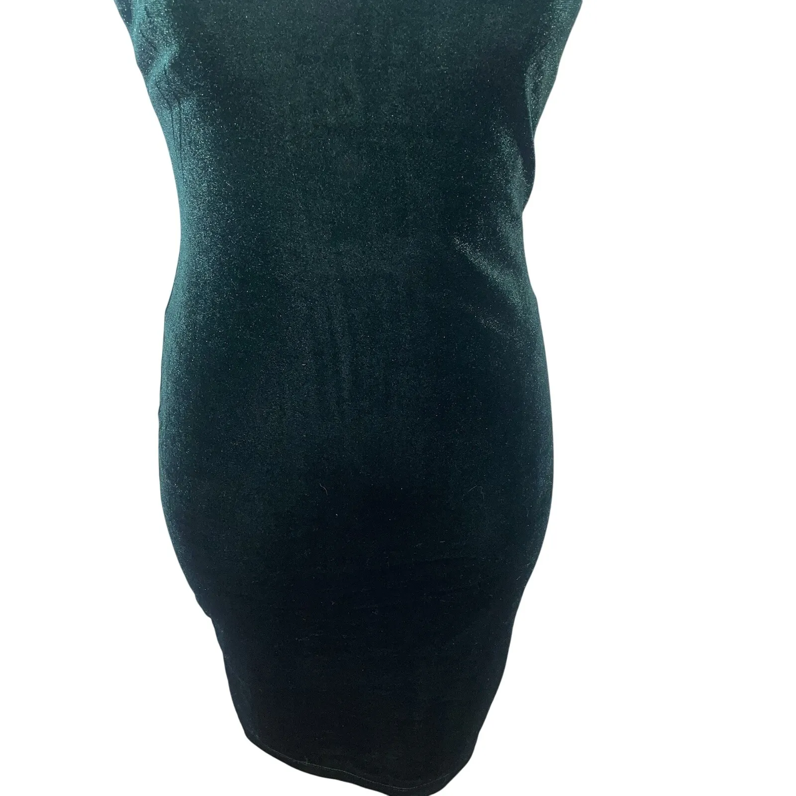Crystal Sky Velvet V‎ Neck Spaghetti Strap Bodycon Mini Dress Green Size S - Image 4