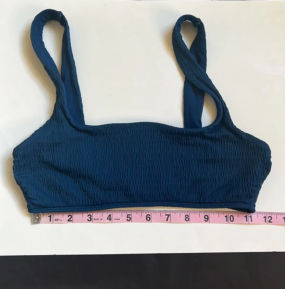 Aerie Scoop Indigo Blue Textured Swim Top  Size Medium - Image 6
