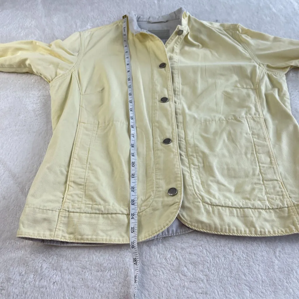 VTG Columbia Denim Jean Jacket Womens Size L Yellow Button Up Pockets Outdoors‎ - Image 7