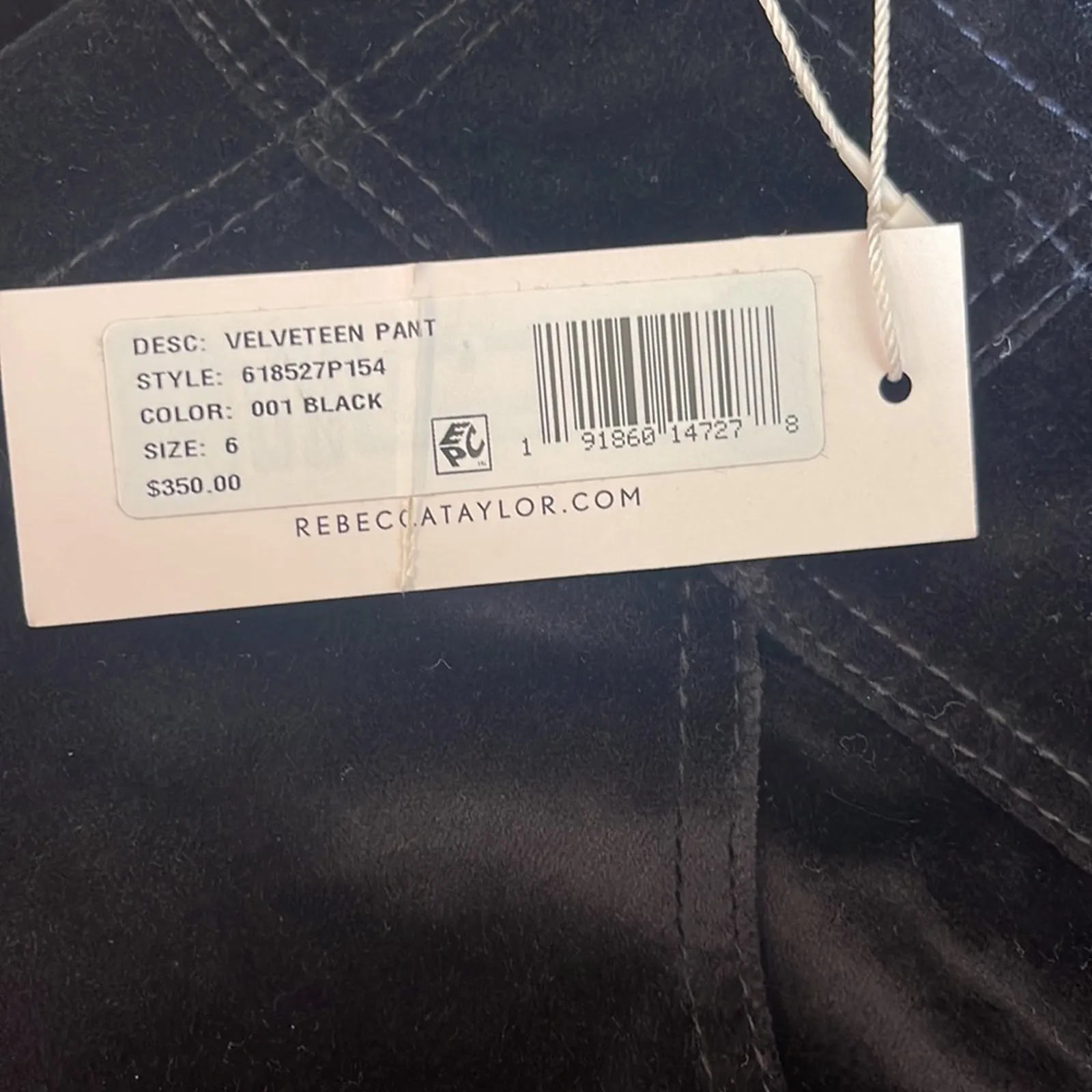 NEW Rebecca Taylor Velveteen Pants Black Velvet High Waisted Straight Leg Size 6 - Image 8