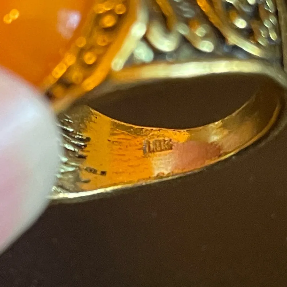 Orange gemstone 18k gold plated ring size 7 - Image 8
