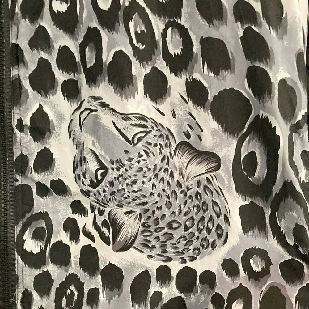 Vintage Anney leopard animal print jacket M 100% silk black & gray full zip ￼ Size M - Image 6