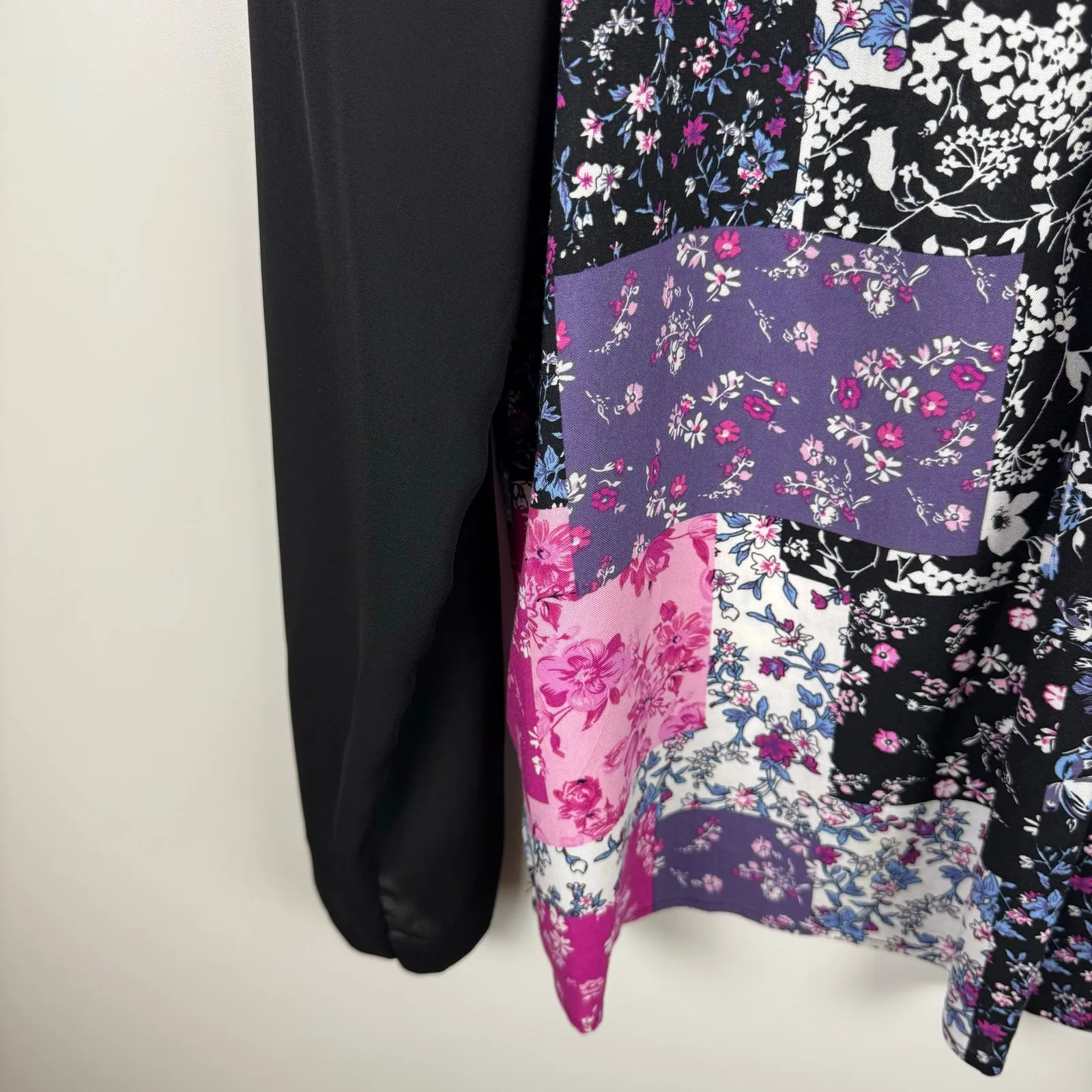 Andree by Unit Womens Patchwork‎ Floral Blouse Sz L Boho Festival Colorful Artsy - Image 6